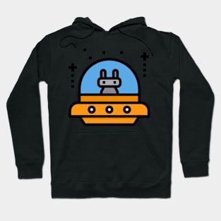 bunny in ufo icon sticker Hoodie